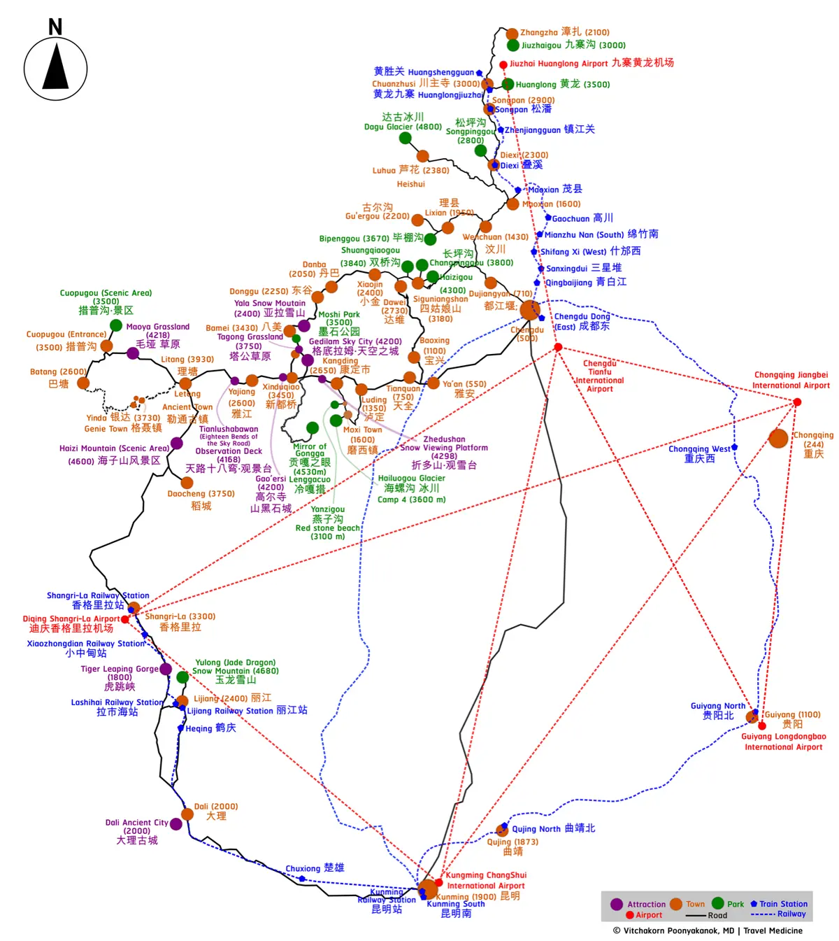 Sichuan-Yunnan Altitude and Transit Map preview